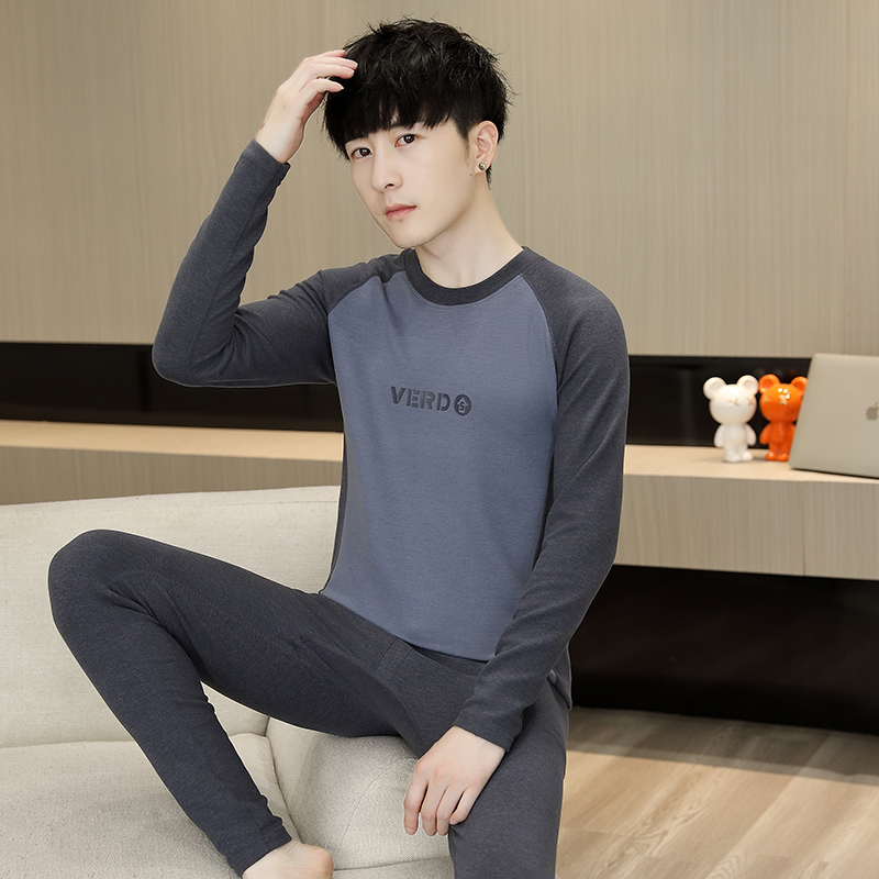 德绒不起球高中学生保暖内衣套装男士大童青少年秋衣秋裤初中薄款