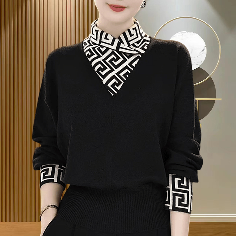 爆款格纹拼接半高领打底衫女秋冬2025新款时尚大码洋气显瘦上衣潮