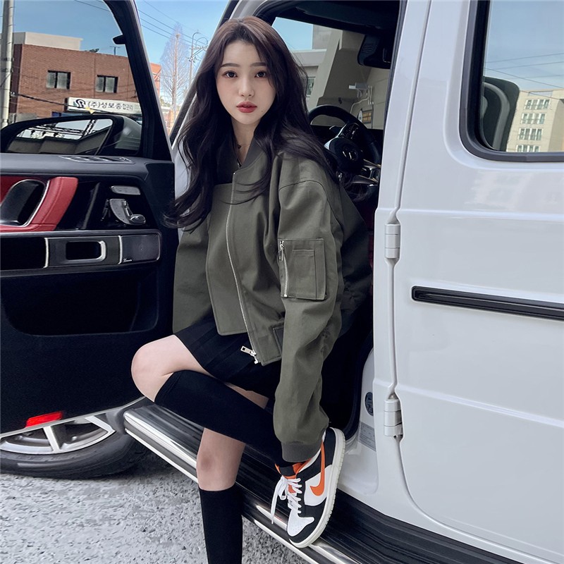 棒球服外套女韩系宽松2025早秋新款上衣短款夹克设计感小众外衣炸