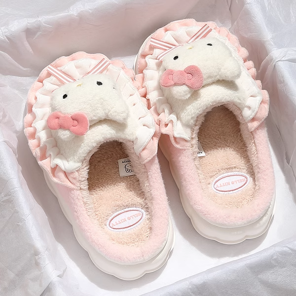 HelloKitty猫棉拖鞋女士冬季2025新款室内居家居可爱儿童毛绒拖鞋