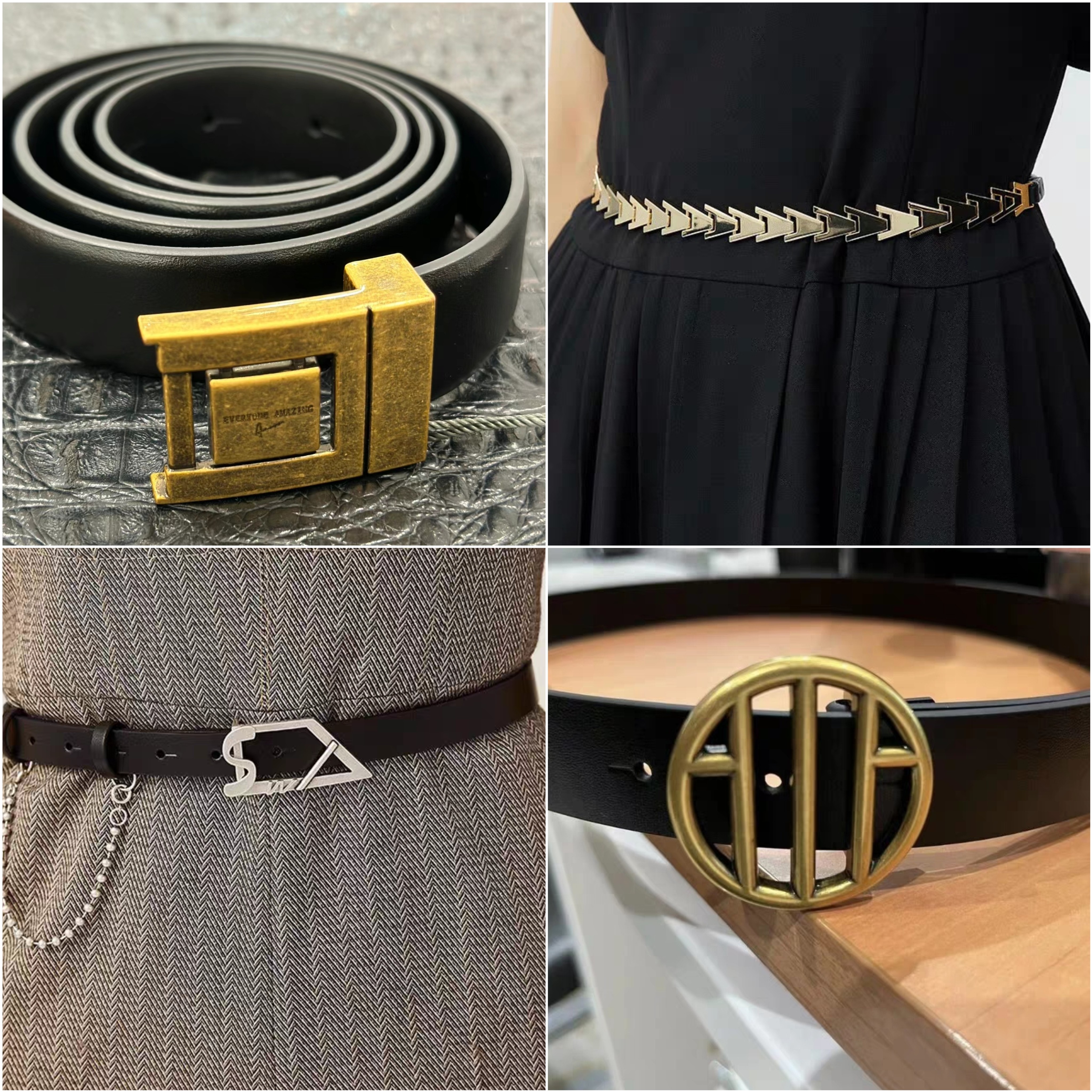 【商场同款】2024秋冬时尚简约高级黑色腰带腰链百搭牛仔皮带裤腰带