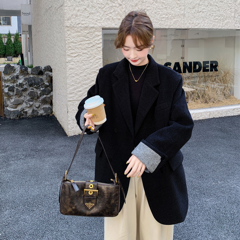 小西装羽绒服女冬新款韩系高级感气质加厚90白鸭绒保暖羊毛呢外套