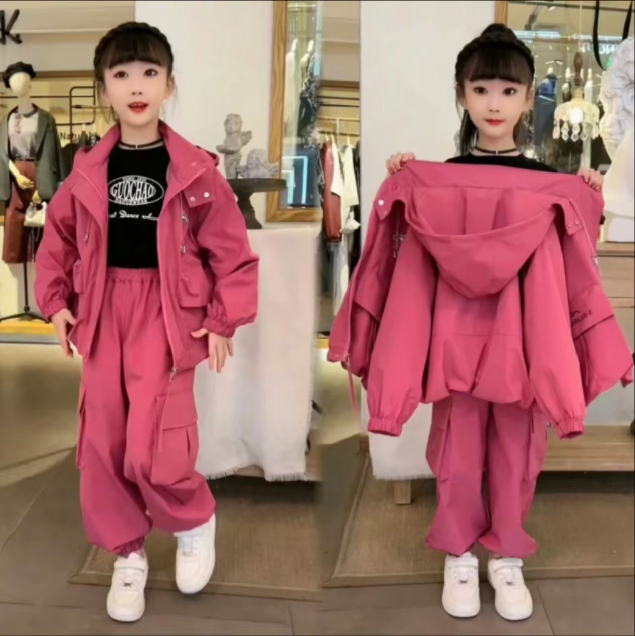 女童秋季工装套装2025新款儿童韩系网红炸街中大童洋气韩版春秋装