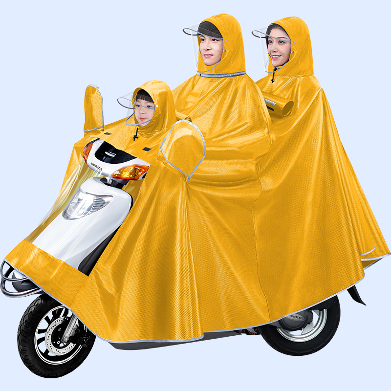 三人雨衣电动车2025新款亲子母子双人加厚加大摩托电瓶防暴雨雨披