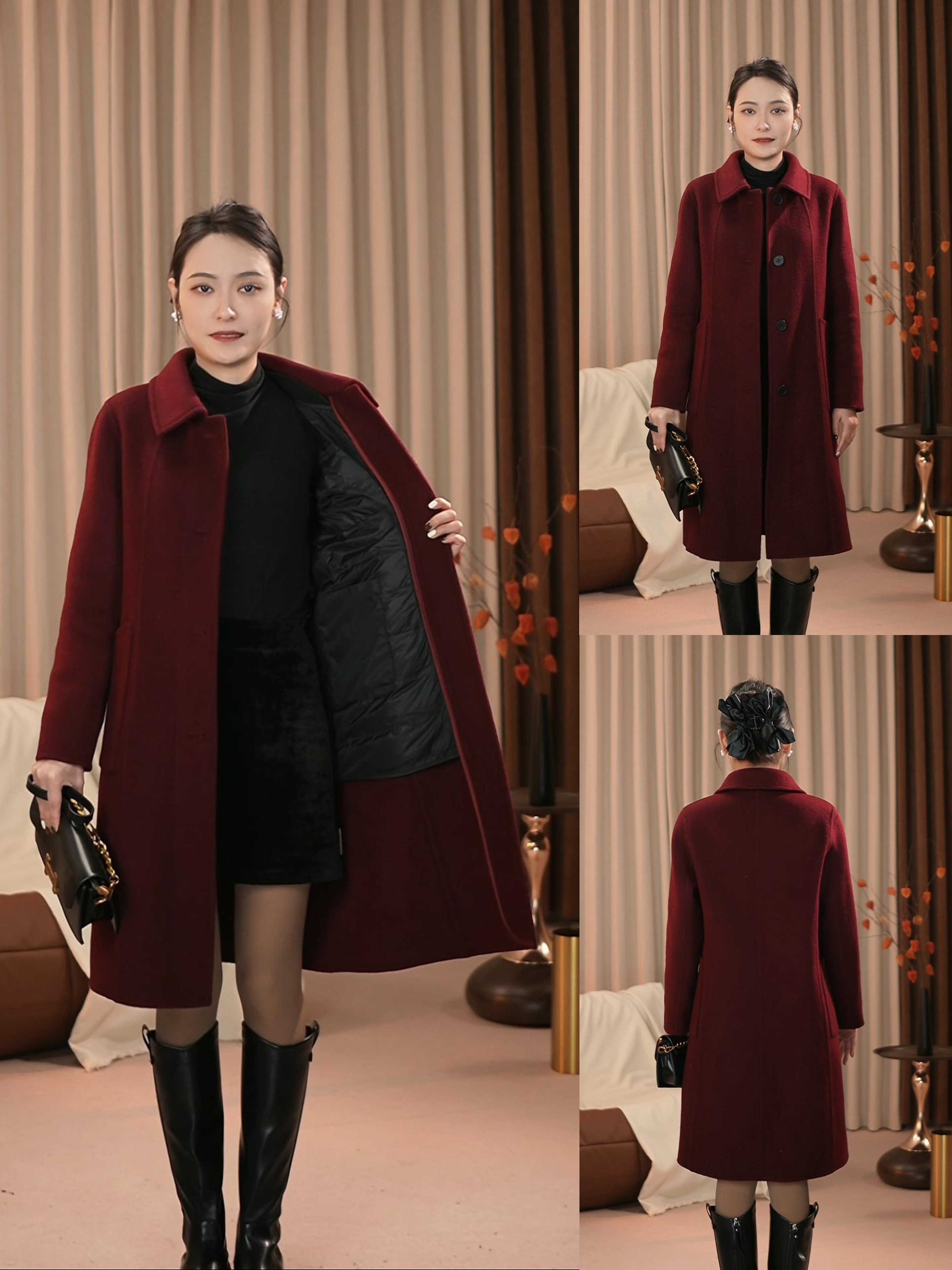 24秋冬新款双面绵羊毛大衣可拆卸鸭绒羽绒内胆中长款中老年羽绒服