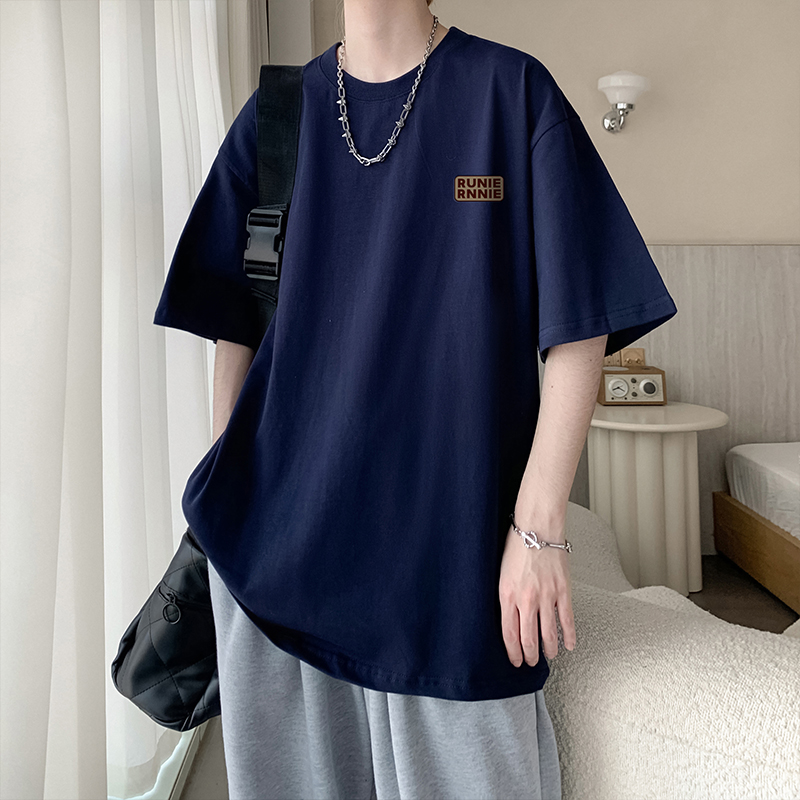 大码80-300斤美式潮牌高街重磅纯棉短袖t恤男装夏季五分袖半袖衫