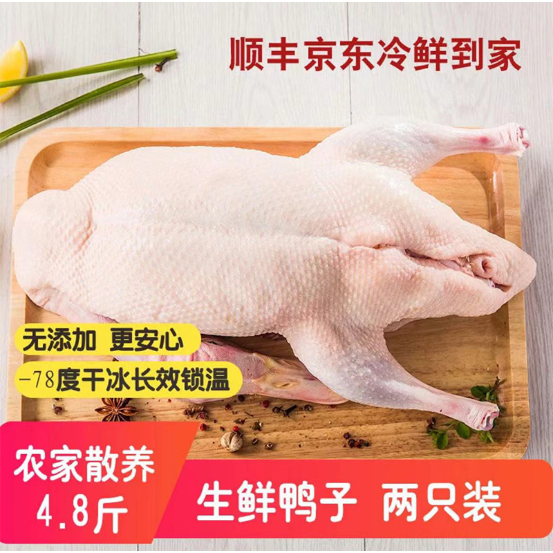 发2只农家散养新鲜速冻鸭子肉白条鸭去掌去翅鸭肉白条鸭1200g/只