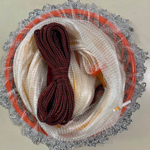 3分小密眼白色软丝铁链飞盘手抛网 户外捕渔网