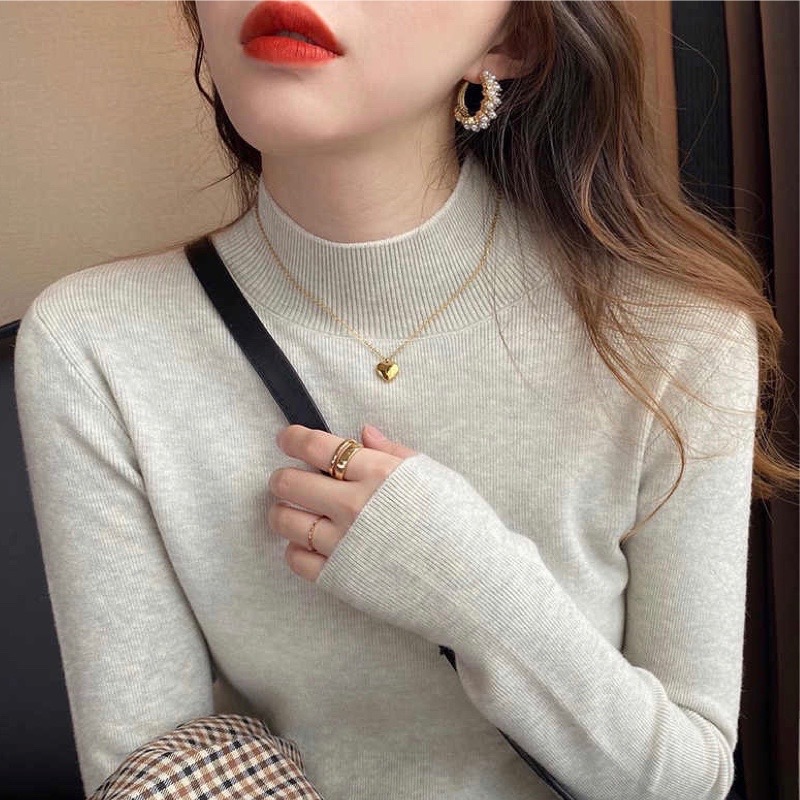 针织衫女半高领打底衫内搭春秋洋气毛衣2025新款高级感早春上衣