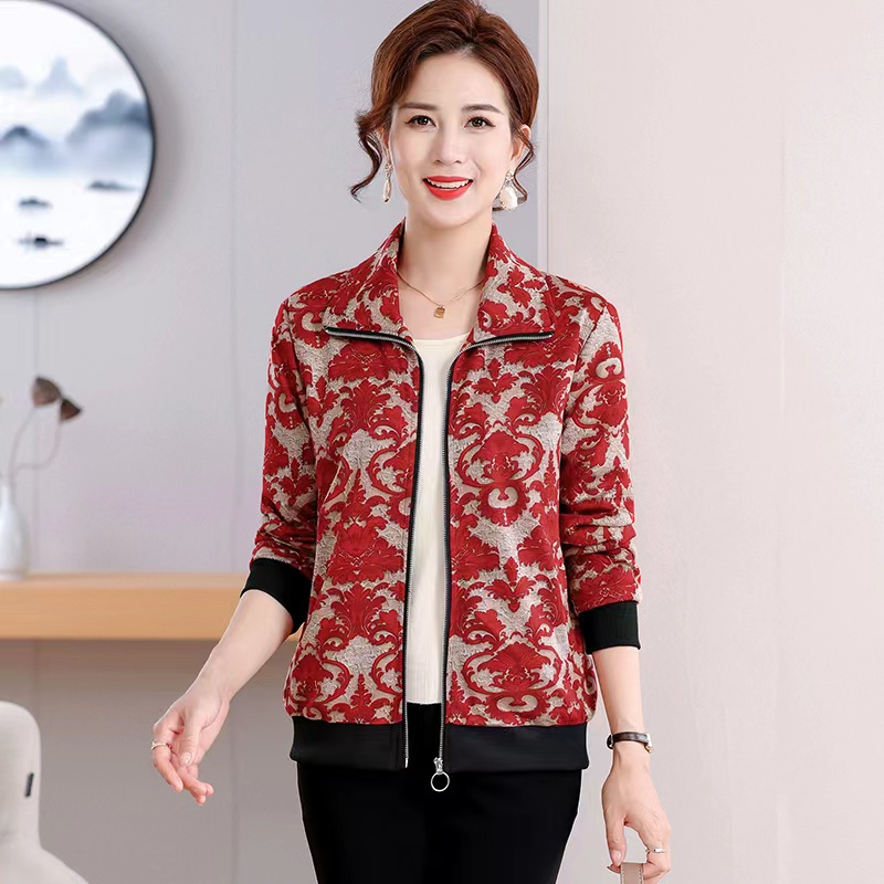 开衫上衣夹克衫短款休闲秋冬款外套新款洋气中老年老年人奶奶装