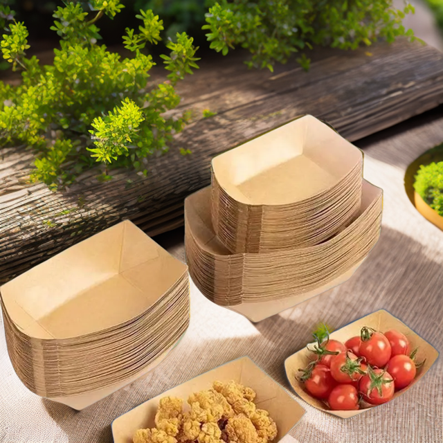 商用托盘餐盒烤苕皮烧烤炸串薯条炸鸡小吃打包盒一次性牛皮纸船盒