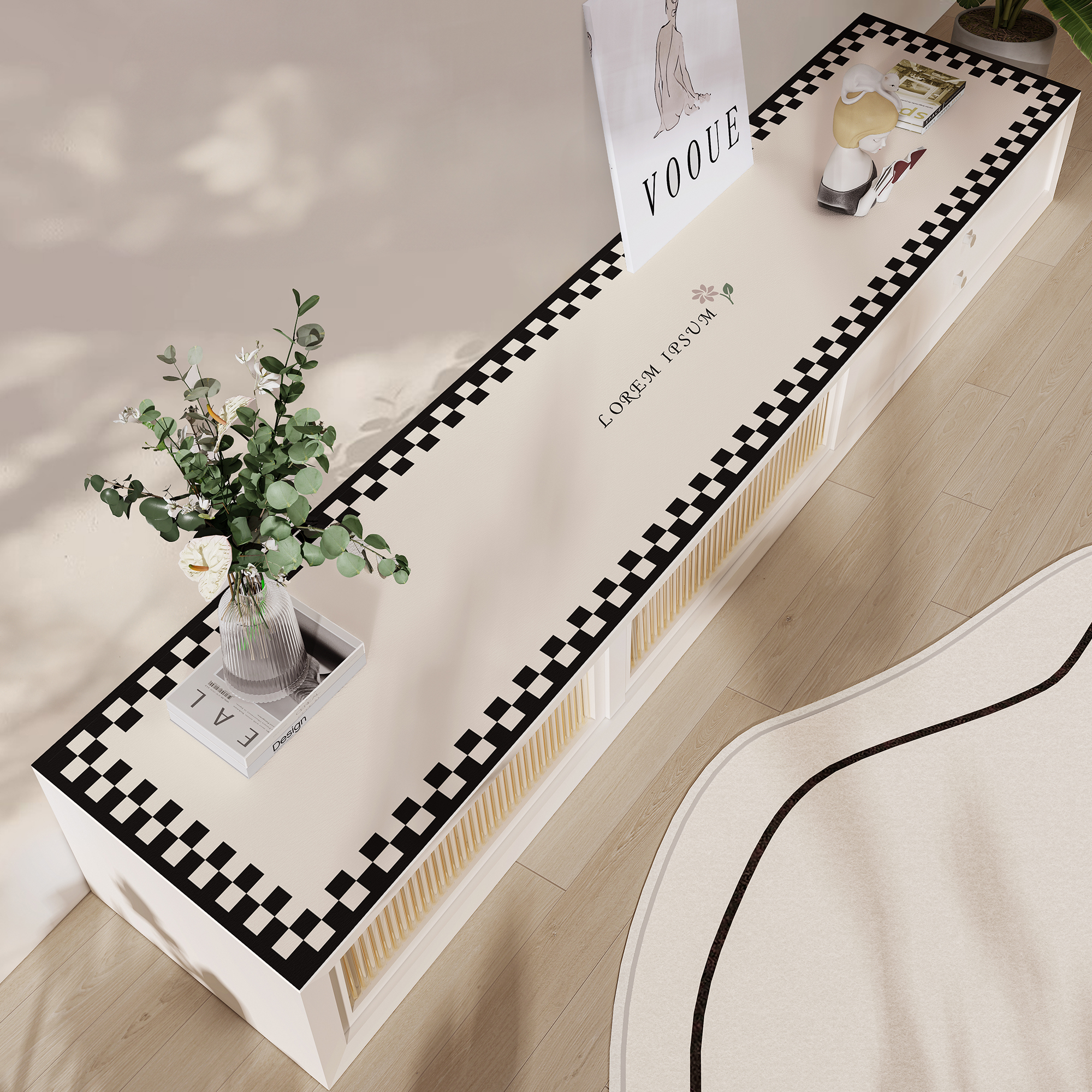 简约电视柜桌垫轻奢高级感防水皮革免洗餐边柜盖布鞋柜桌面保护垫