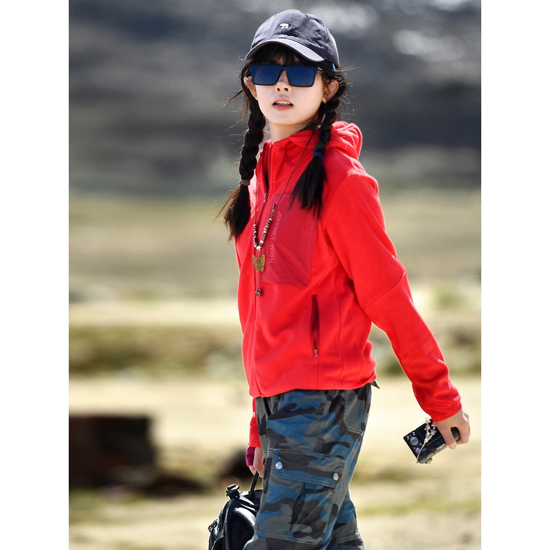 北京森林户外春秋原创新品连帽休闲双面摇粒绒保暖显瘦外套抓绒衣