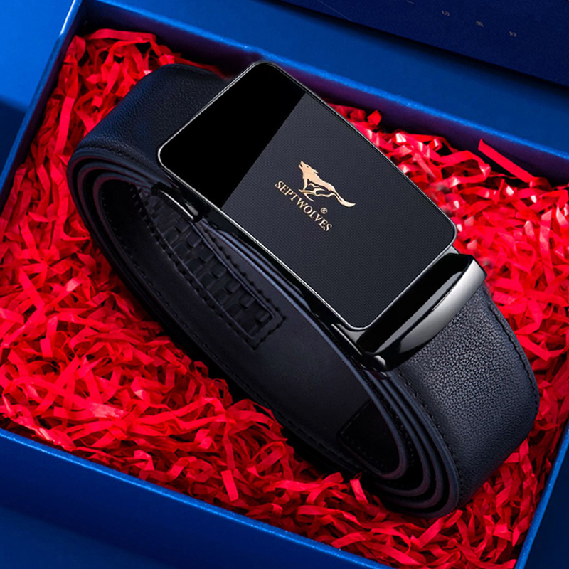 七匹狼皮带男高档腰带百搭商务休闲真皮男款纯牛皮裤带情人节礼物