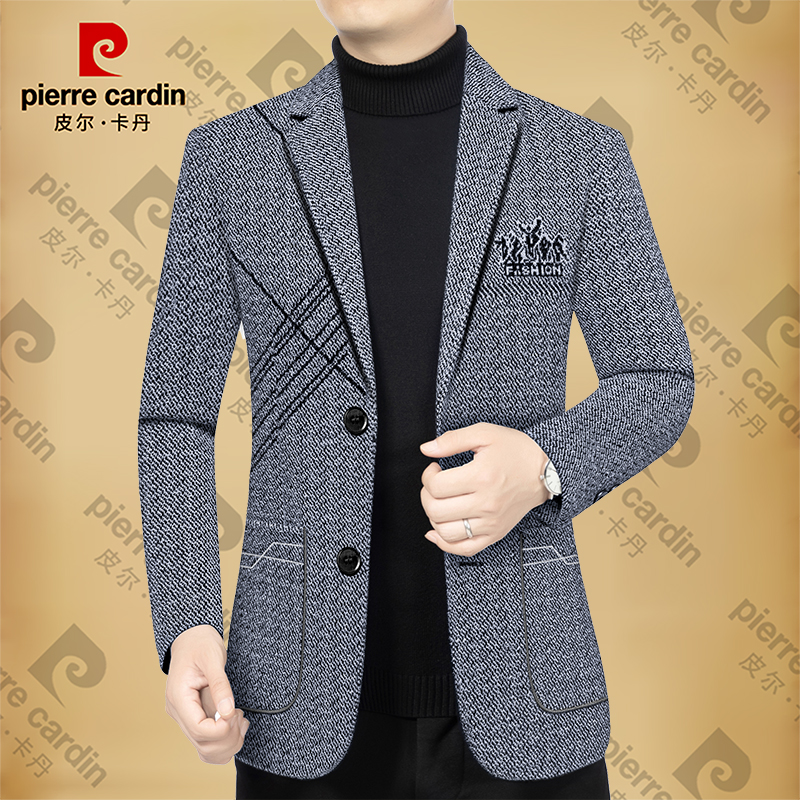 皮尔卡丹男士新款高档春秋季商务休闲爸爸男装外套西服中年西装领