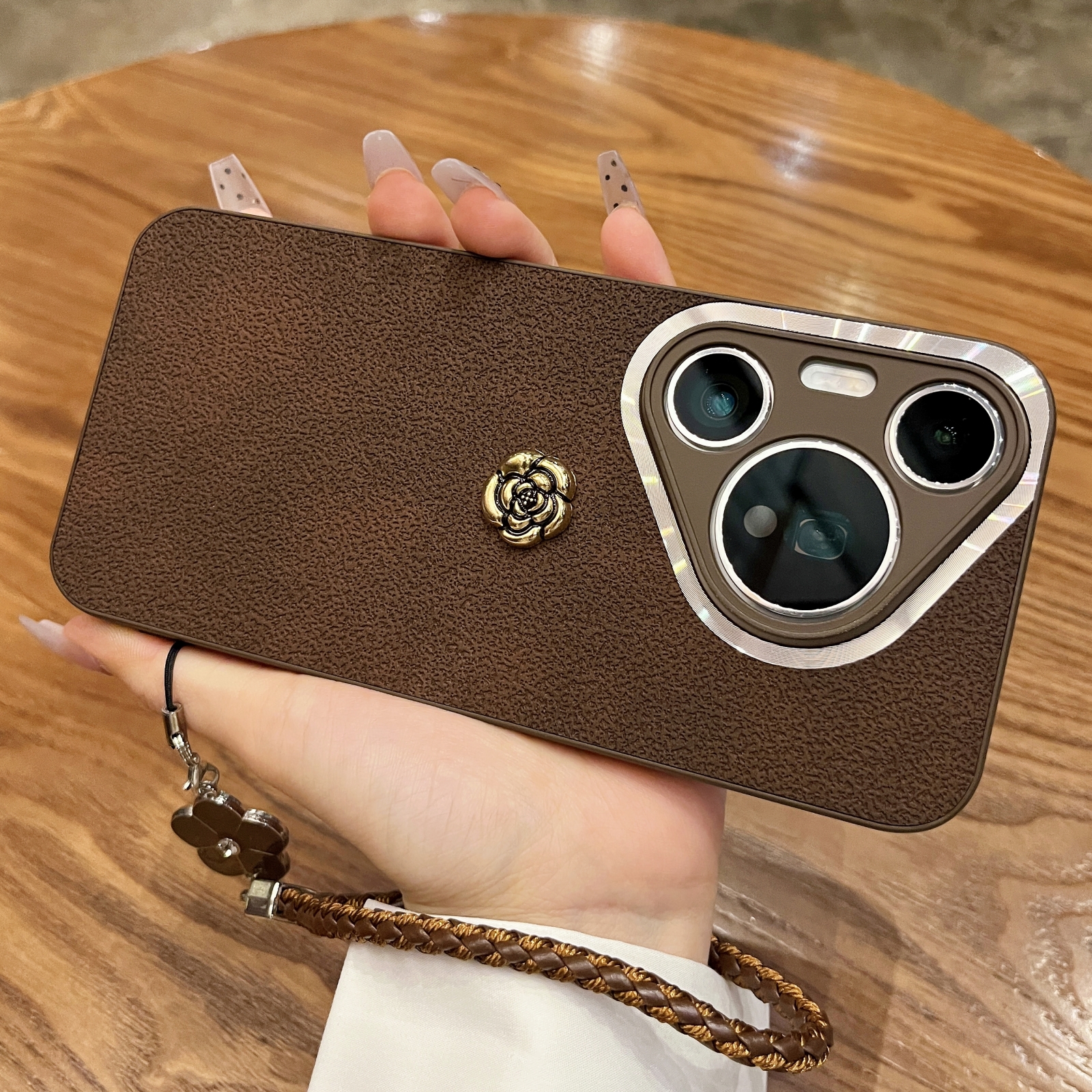 华为pura70pro+手机壳70Ultra小香风皮质山茶花mate50/mate60pro