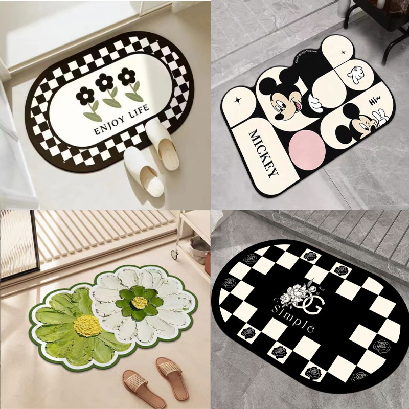 卫浴室吸水垫家用防滑地垫简约硅藻泥地垫卫生间吸水防滑垫洗手间