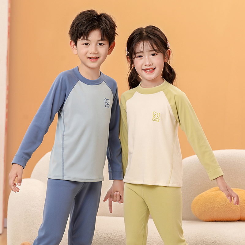 新款儿童保暖内衣男童女童秋衣秋裤睡衣中大童少年打底舒绒套装冬