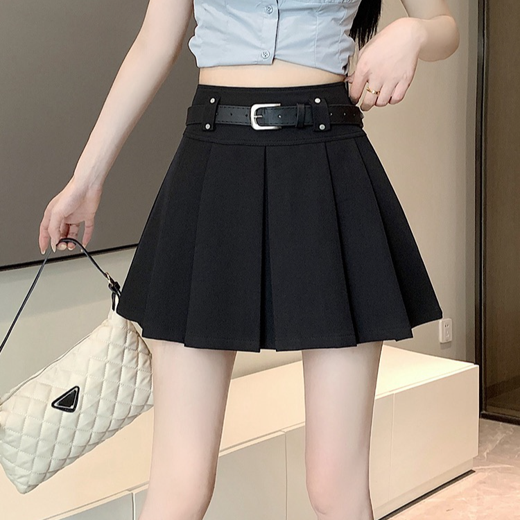 灰色百褶裙短裙女秋季2025新款西装裙小个子高腰显瘦a字半身裙裤