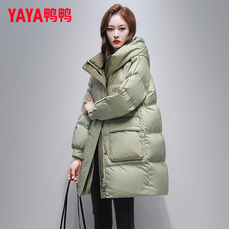 YAYA/鸭鸭加厚中长款羽绒服女2025冬季新款休闲百搭韩版保暖外套