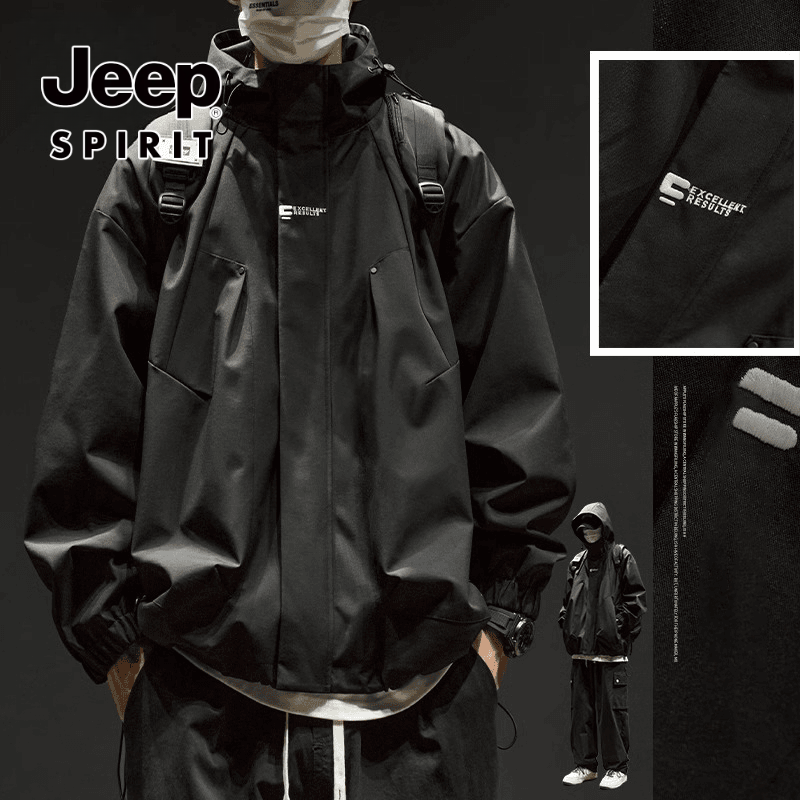 JEEPSPIRIT冲锋衣外套男款2024新款秋冬季工装棉服户外登山服夹克