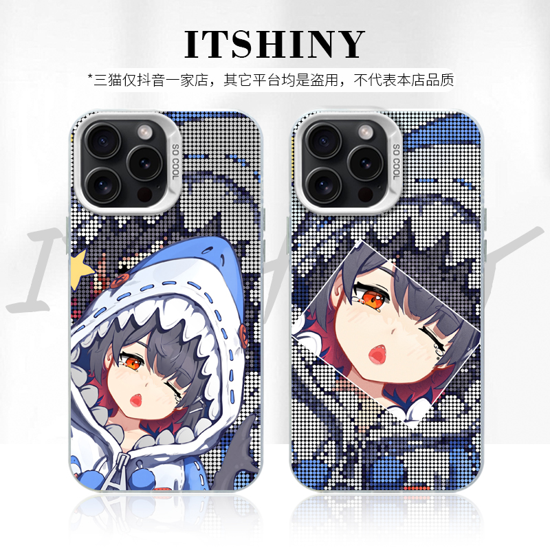 鲨鱼妹绝区零渐变适用创意动漫苹果15华为一加12小米手机防摔壳