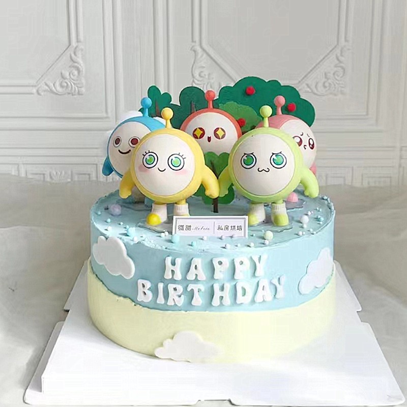 卡通蛋仔玩具公仔儿童生日蛋糕派对蛋糕装饰摆件男孩甜品台配件