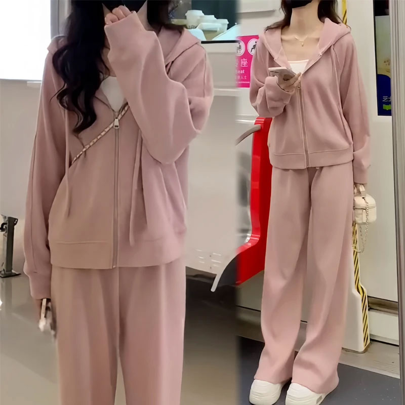 洋气时髦休闲运动套装2025年春秋季新款显瘦减龄外套直筒裤两件套