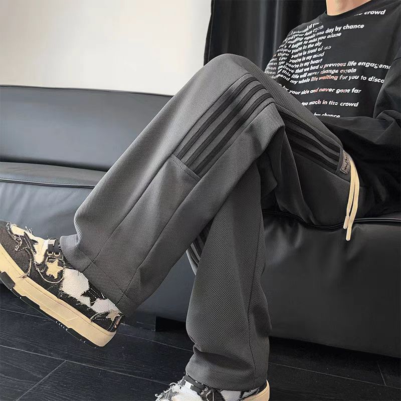 男生卫裤秋冬季潮牌ins帅气阔腿长裤青少年宽松百搭休闲运动裤子