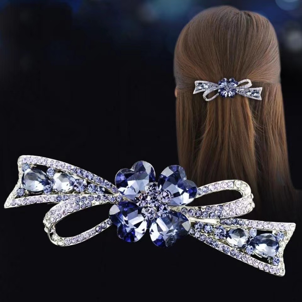 大号水钻发夹后脑勺夹子头饰气质款韩国发卡女头发顶夹盘发弹簧夹