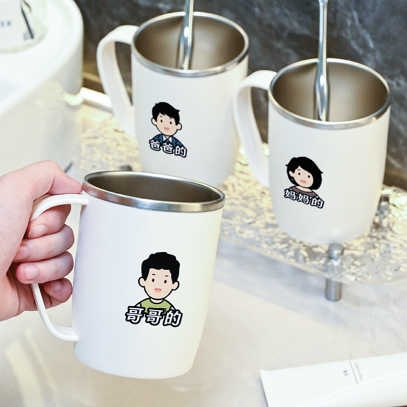 网红304不锈钢新式新式一家四口磁吸漱口杯倒挂挂壁式漱口牙杯