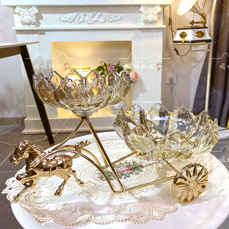 马到成功多层果盘家居摆件轻奢客厅糖果水果收纳盘