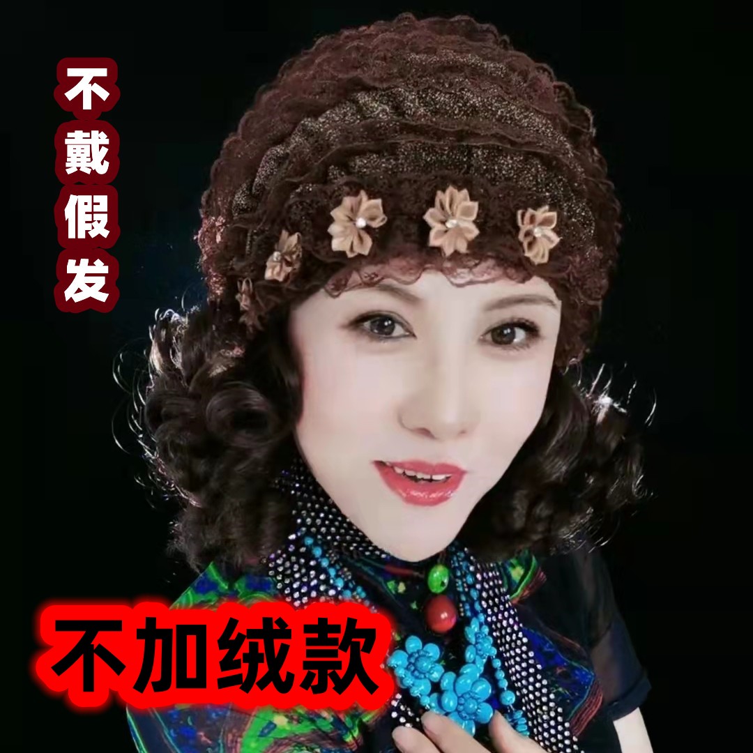四季款小花朵包头帽蕾丝帽遮白发帽修脸型不带花朵时尚居家光头帽
