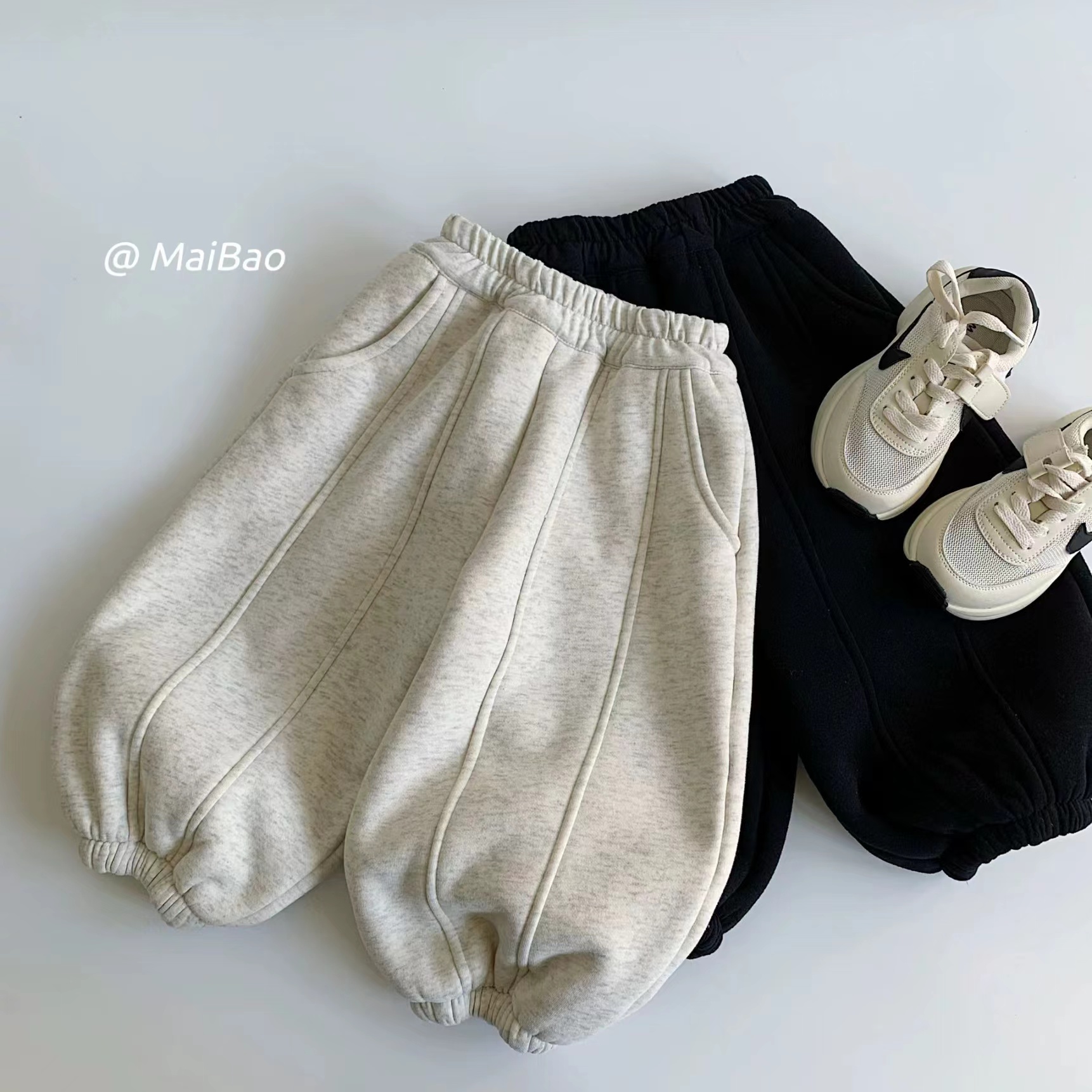 儿童裤子加绒秋冬季百搭男女童韩版中小童休闲裤加厚宽松束脚卫裤