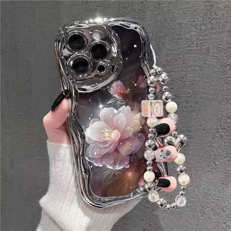 粉色花朵适用苹果15promax手机壳复古iphone14pro保护套高级感13p