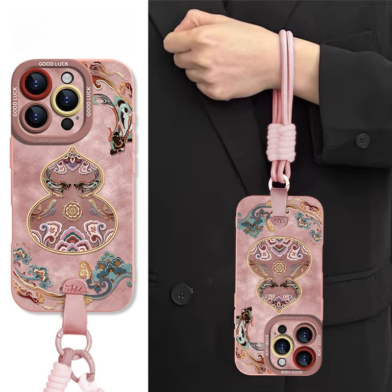 敦煌葫芦适用苹果17promax手机壳iphone16pro新款15pro背带雅丹风