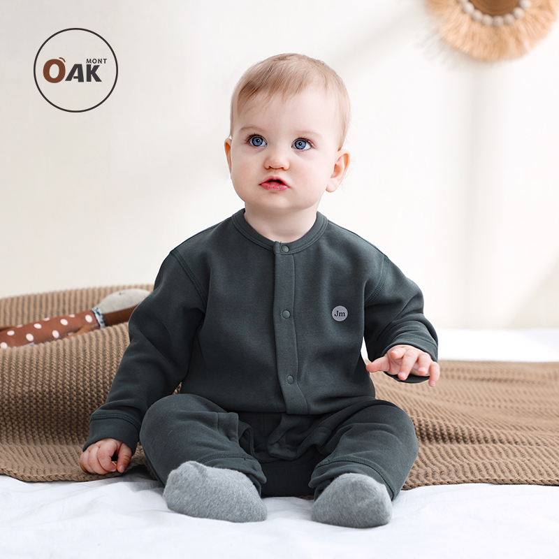 Oak mont连体衣保暖衣新生儿包屁衣婴儿秋冬蚕丝羊毛男女宝宝打底