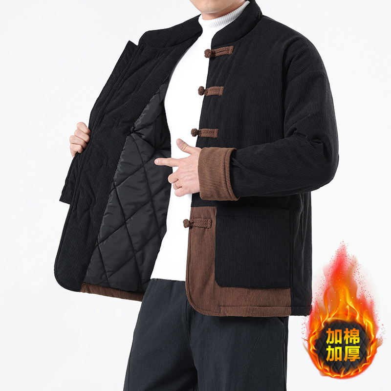 2025冬季新款棉服男款冬季加厚中国风灯芯绒棉袄唐装大码棉衣外套