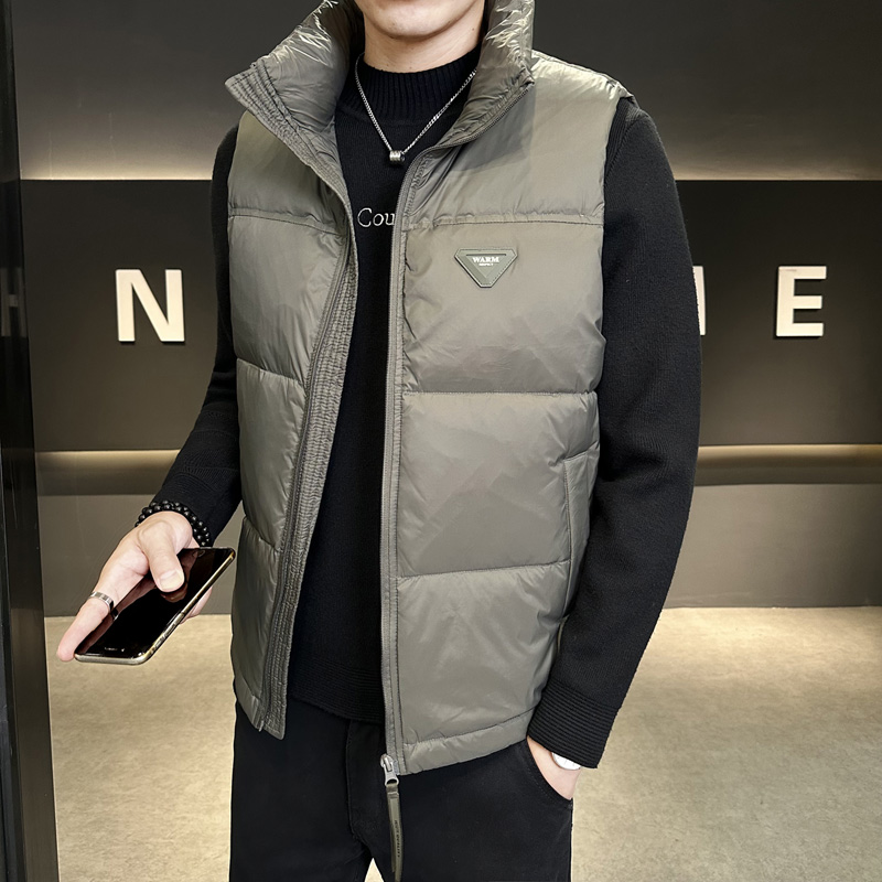 短款羽绒马甲男款秋冬简约宽松立领无袖坎肩韩版潮流保暖外穿马夹