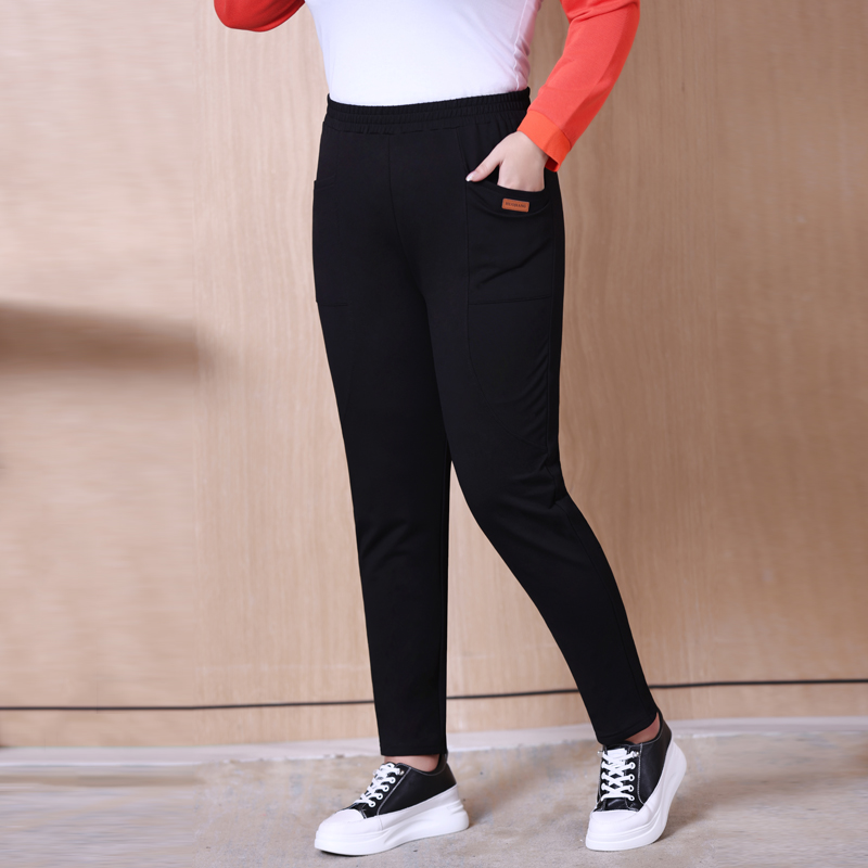 胖mm外穿休闲裤2025年秋冬新款大码女装高腰弹力黑色哈伦小脚长裤