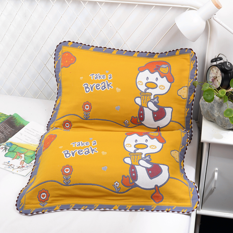 纯棉纱布儿童枕套35x55/单只尺寸中童枕头套学生婴童可爱加厚枕套