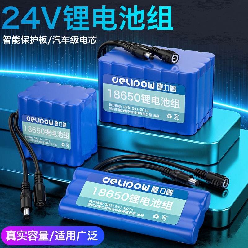德力普24V锂电池组大容量户外移动电源音响鱼缸供氧泵可充电18650