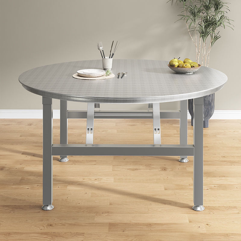 可折叠夜宵大排档烧烤大圆桌特厚食堂餐桌加厚不锈钢桌子折叠餐桌