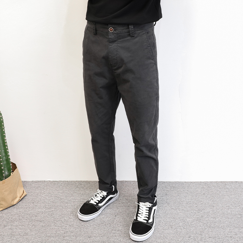 休闲裤男工装纯色休闲百搭春夏韩版棉质水洗裤子修身小脚弹性品质