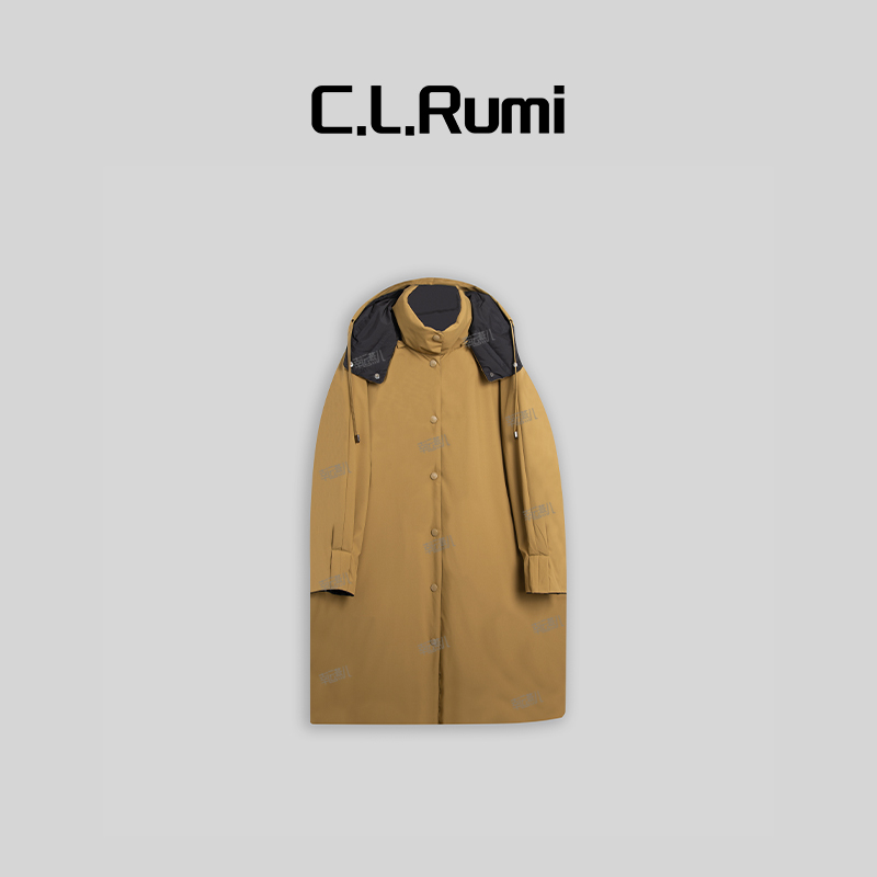 【Rumi精选】”三防派克羽绒“宽松可拆卸帽中长款双面羽绒服6401wt