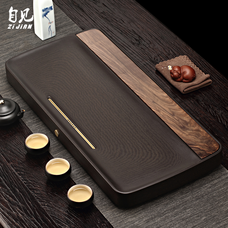 胡桃木电木茶盘家用排水整块简约高档现代茶托功夫茶具大干泡茶台