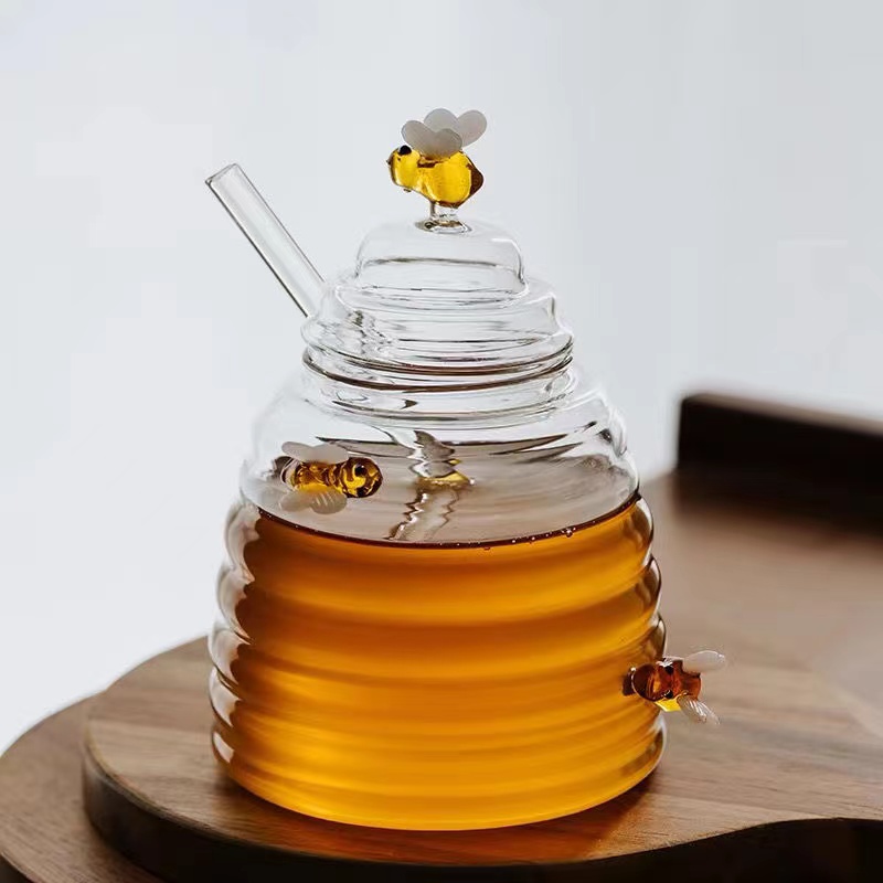 高硼硅透明耐热玻璃蜂蜜罐创意可爱蜜蜂罐