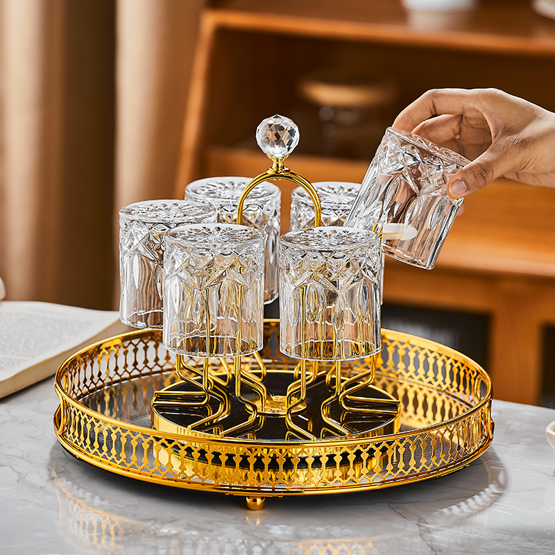 欧式玻璃啤酒杯家用高颜值酒杯网红杯子创意洋酒杯威士忌杯收纳架