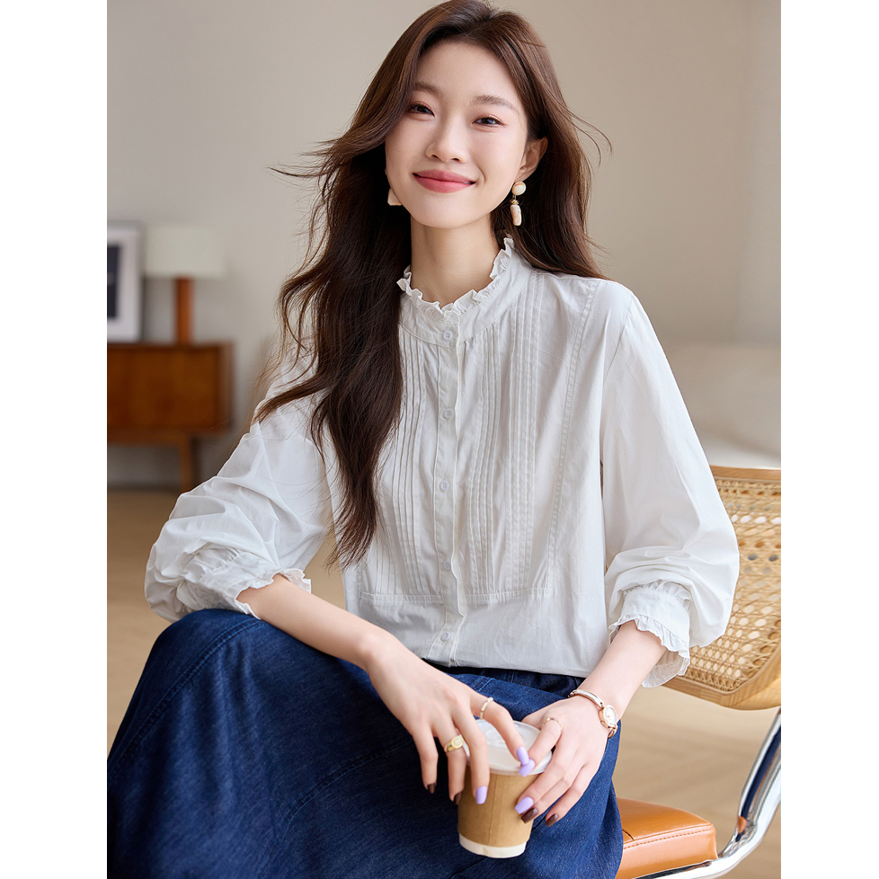 【大眼妹儿专属】法式甜美气质优雅小衫高颜值设计感花边领小众衬衫