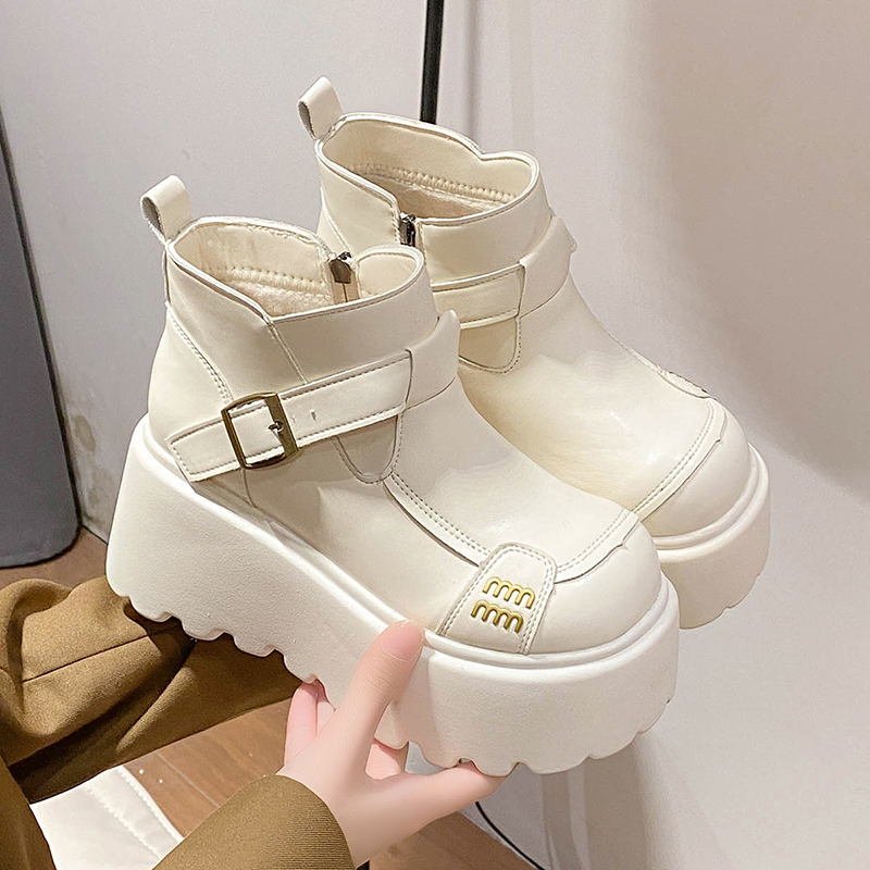 欧货全皮加绒保暖马丁靴女2025冬季新款厚底增高短靴百搭时尚棉靴